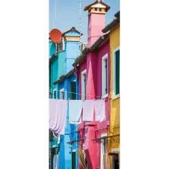 Schwer Entflammbarer Stoffbanner „Venedigs Bunte Häuser Und Frische Wäsche“ Aus Fahnenstoff 75 X 180 Cm