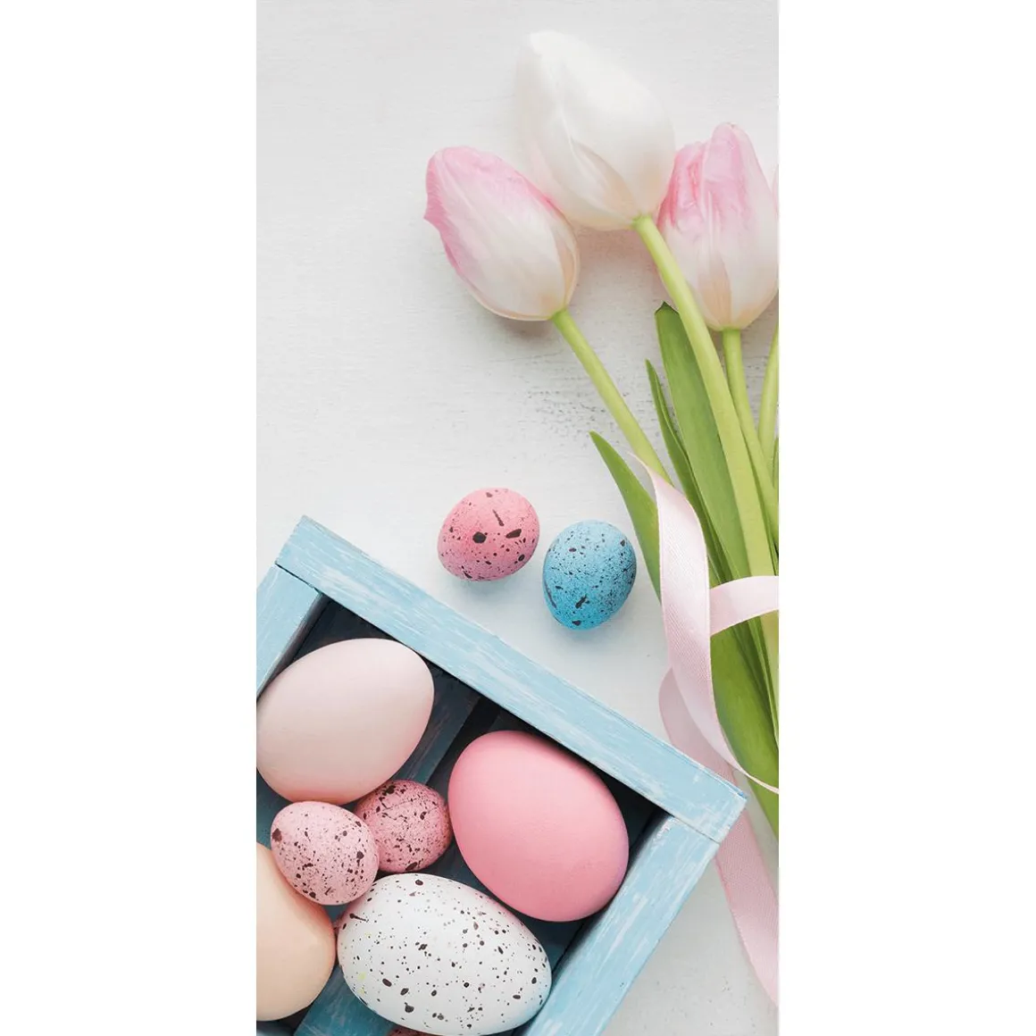 Schwer Entflammbarer Stoffbanner „rosa Tulpen Und Ostereier“ Aus Fahnenstoff 100 X 200 Cm