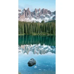 Schwer Entflammbarer Stoffbanner „stiller Bergsee Mit Spiegelung“ Aus Fahnenstoff 100 X 200 Cm