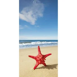 Schwer Entflammbarer Stoffbanner „roter Seestern Am Meer“ Aus Fahnenstoff 100 X 200 Cm