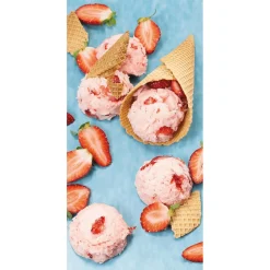 Schwer Entflammbarer Stoffbanner „Erdbeereis In Der Waffel“ Aus Fahnenstoff 100 X 200 Cm