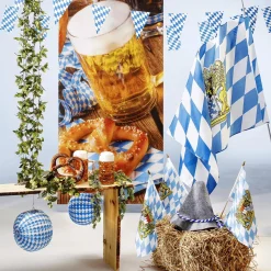 Schwer Entflammbarer Stoffbanner „Oktoberfest Mit Bier Und Brezel“ Aus Fahnenstoff 100 X 200 Cm