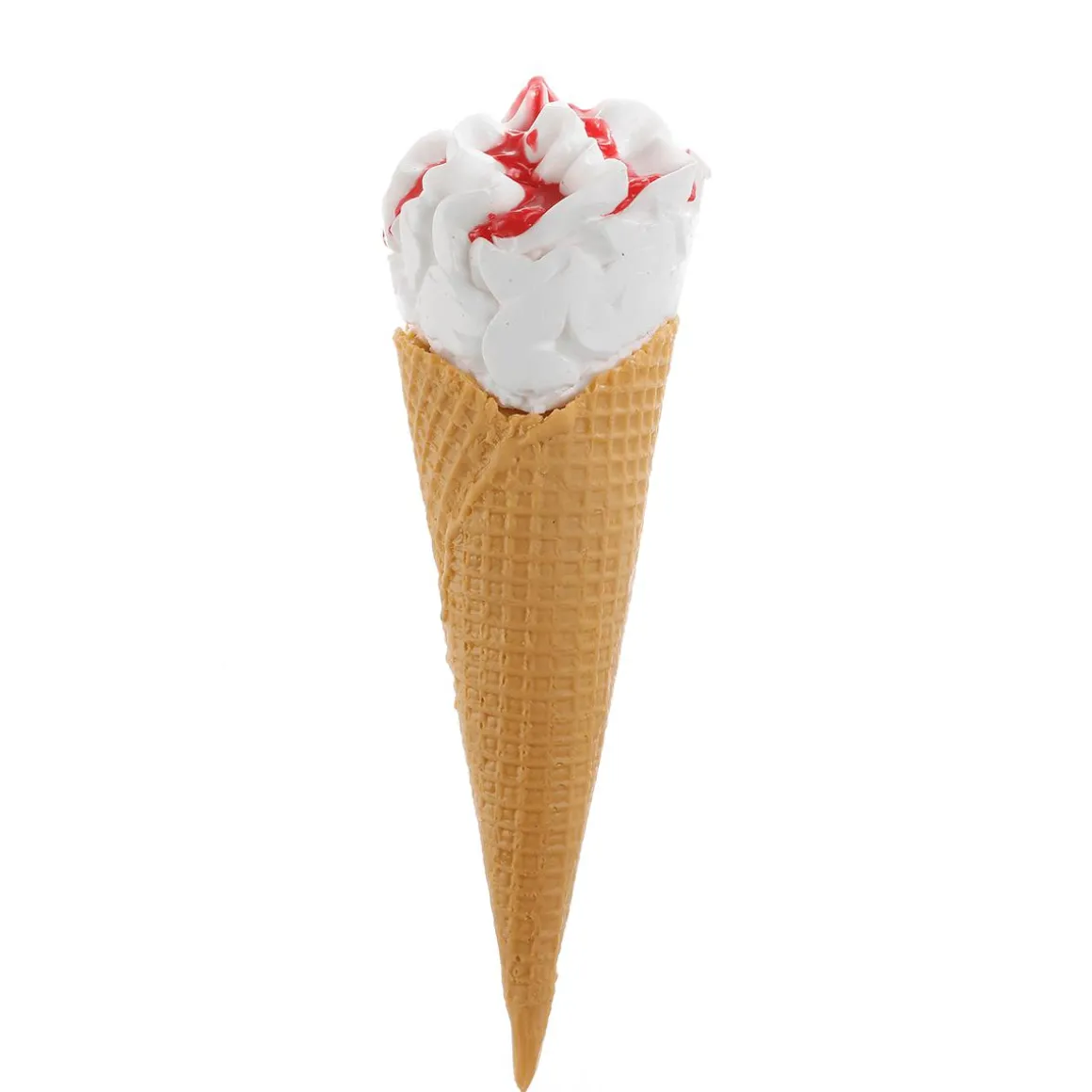 Softeis In Der Waffel Mit Erdbeersauce - Lebensmittel Attrappe 21 Cm