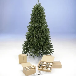 Sparpaket Weihnachtsbaum 210 Cm Inkl. Glaskugeln Und Lichterkette