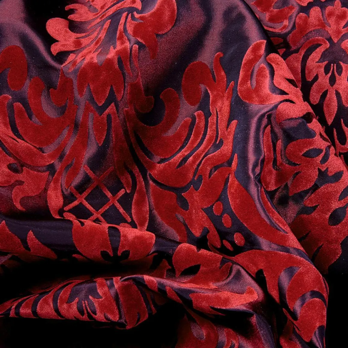 Taft Mit Samtflock 145 Cm Breit, Rot