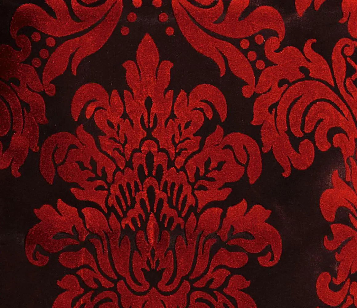 Taft Mit Samtflock 145 Cm Breit, Rot