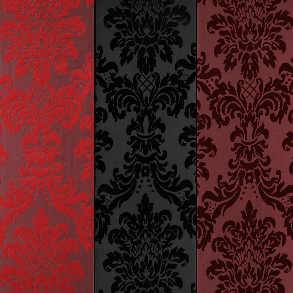 Taft Mit Samtflock 145 Cm Breit, Rot