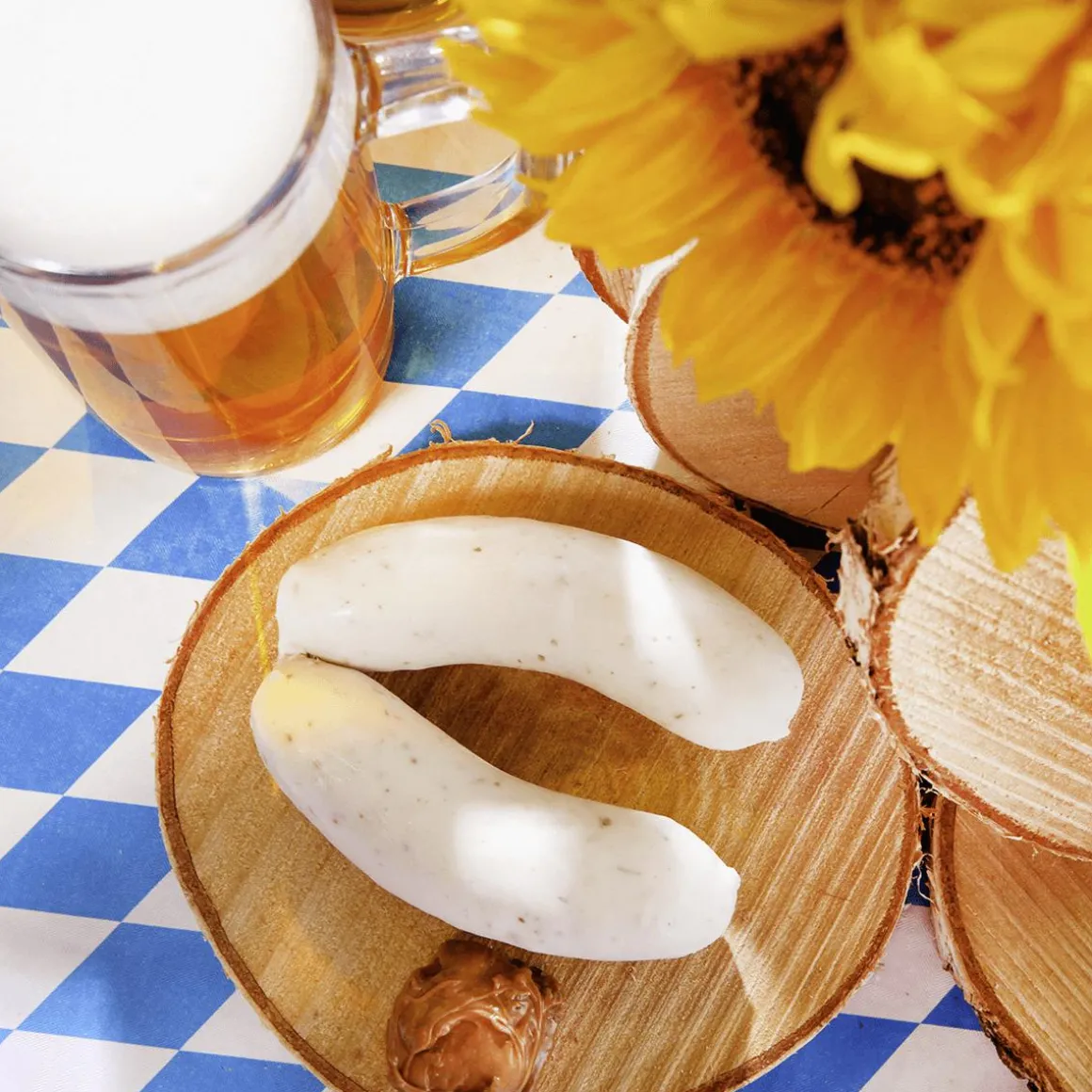 Weißwurstpaar Mit Senf Lebensmittel-Attrappen