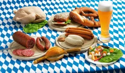 Weißwurstpaar Mit Senf Lebensmittel-Attrappen