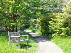 XXL-Planenbanner "Parkweg Mit Holzbank" Aus Schwer Entflammbarer LKW-Plane 250 X 330 Cm