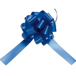 Zieh-Schleife, 10 Cm Ø, Blau, 50 Stück