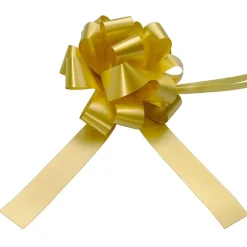 Zieh-Schleife, 10 Cm Ø, Gold, 50 Stück