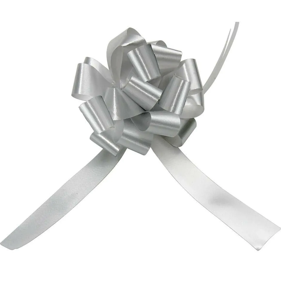 Zieh-Schleife, 10 Cm Ø, Silber, 50 Stück