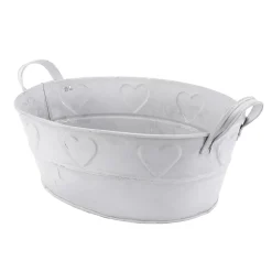 Zinkwanne Mit Herzmuster Weiß 32 Cm