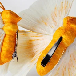 Zwei Deko-Schmetterlinge Mit Clip, Gelb-weiß, 11-14 Cm Ø